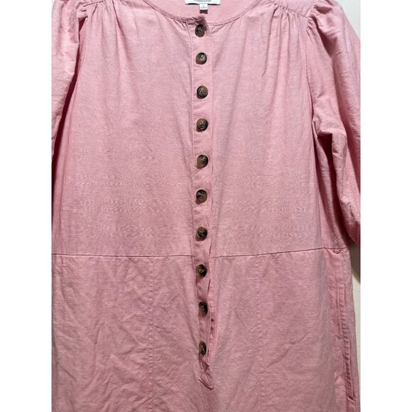 Madewell linen Puff Sleeves Jumpsuit Womens Medium Pink Straight Leg Button Down - Picture 12 of 16